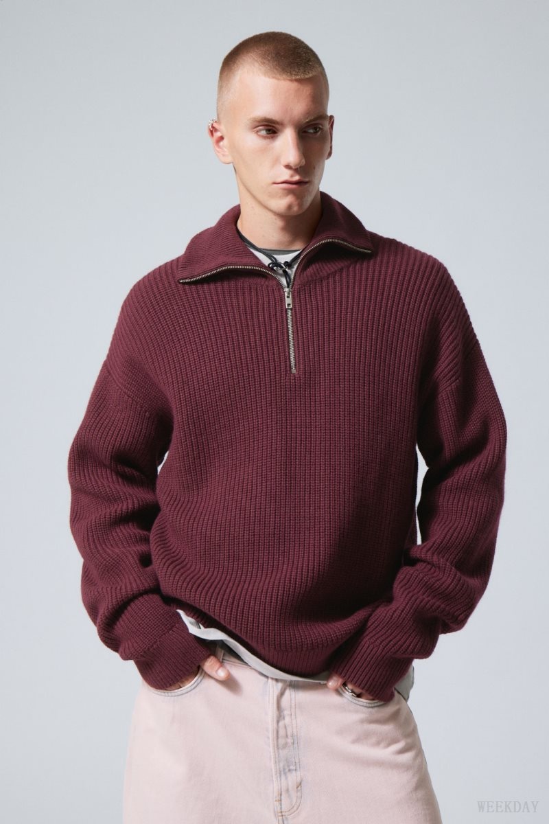 Burgundy Weekday Harry Wool Blend Sweater | CICE4540