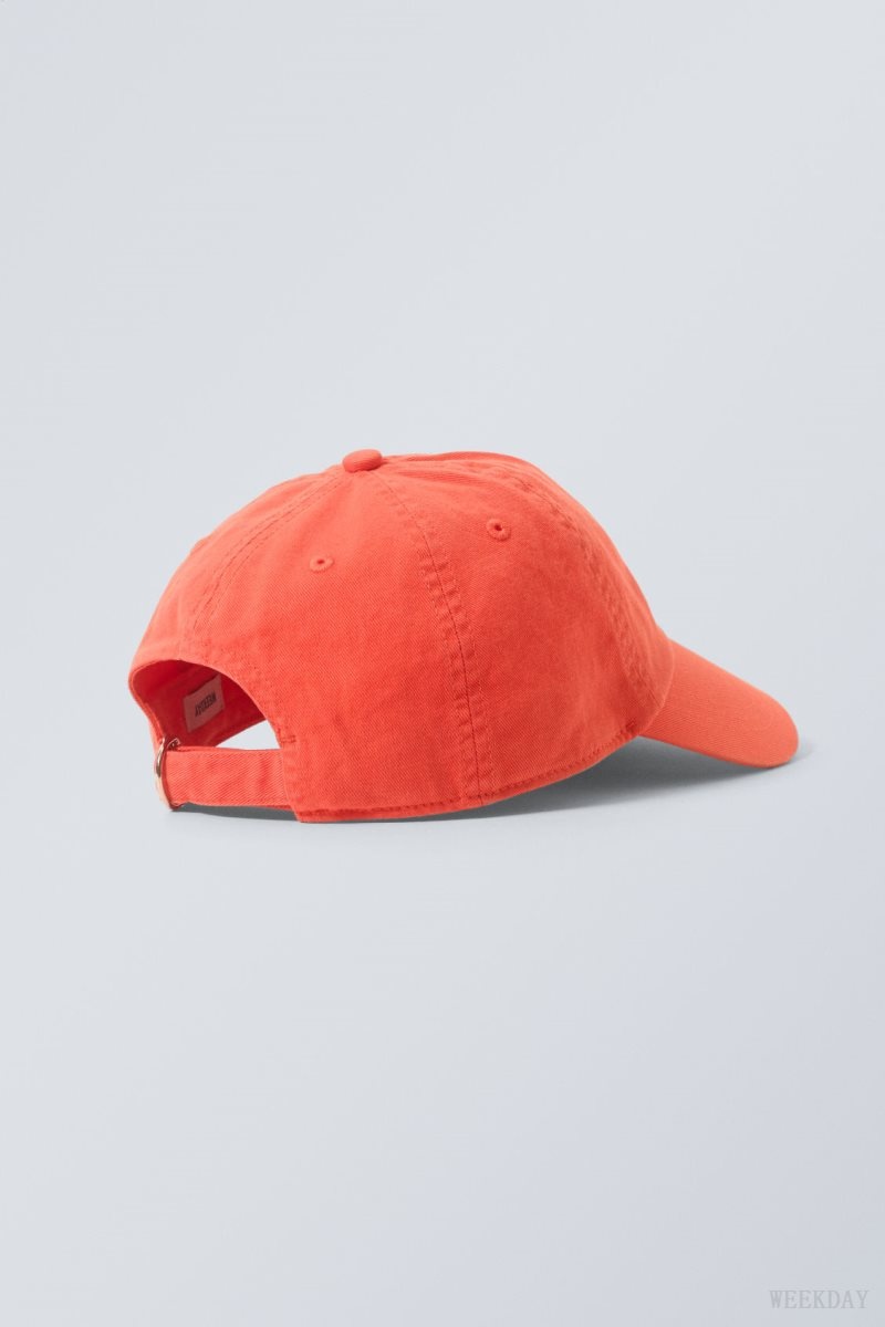 Coral Orange Weekday Essential Washed Cap | EHNG2862