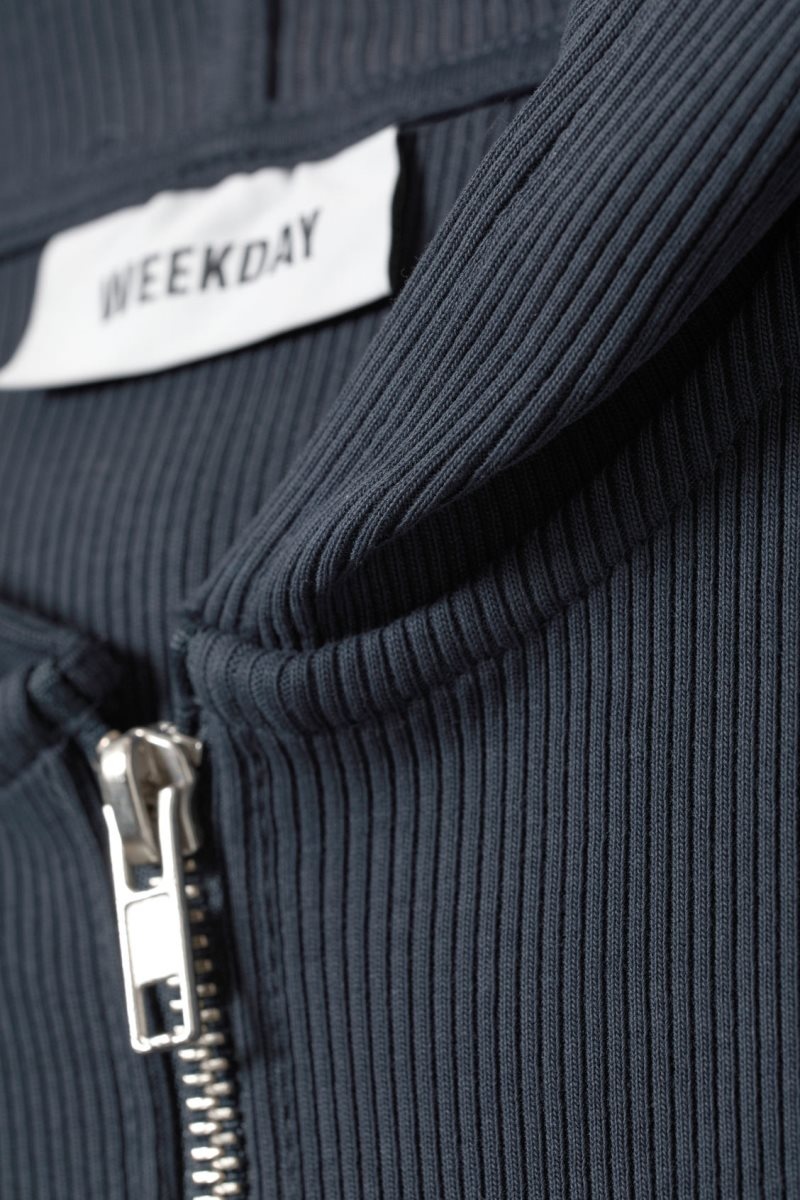 Dark Blue Weekday Cut Tight Zip Hoodie | EPEV9942