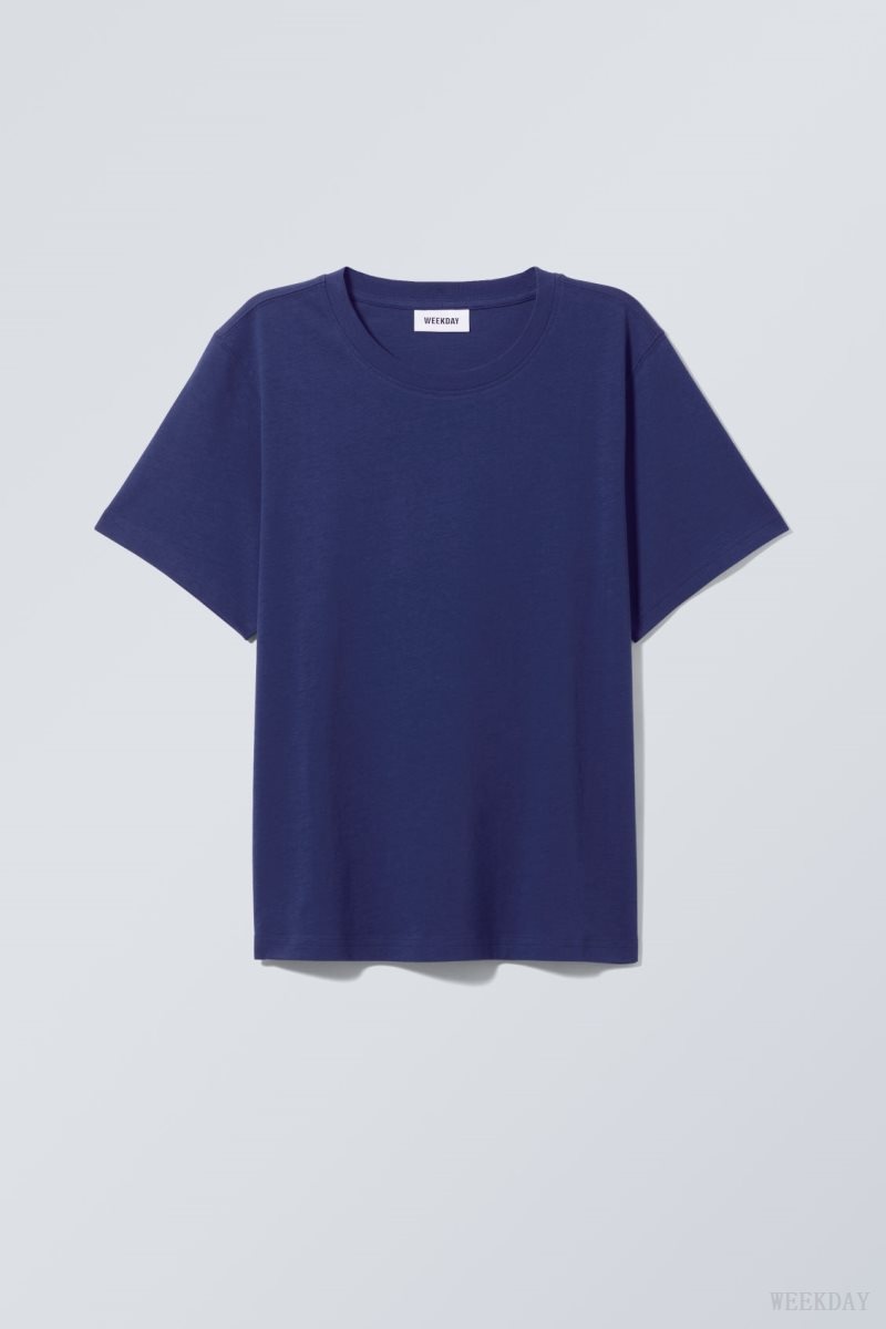 Dark Blue Weekday Essence Standard T-shirt | TSRV7323