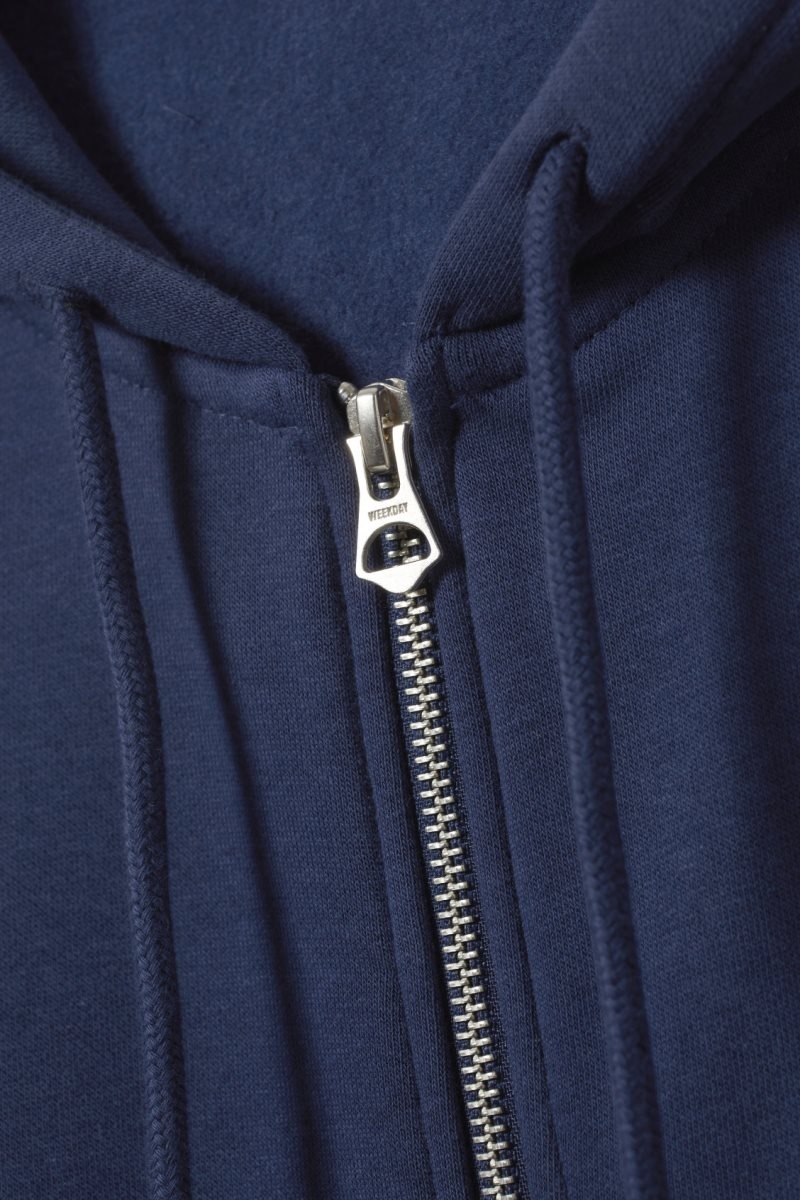 Dark Blue Weekday Essence Standard Zip Hoodie | DFAA1857