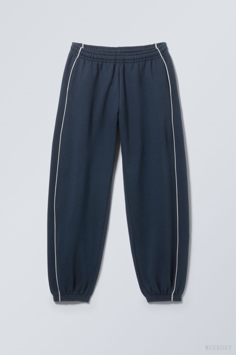 Dark Blue Weekday Even Piping Sweatpants | OOKI5826