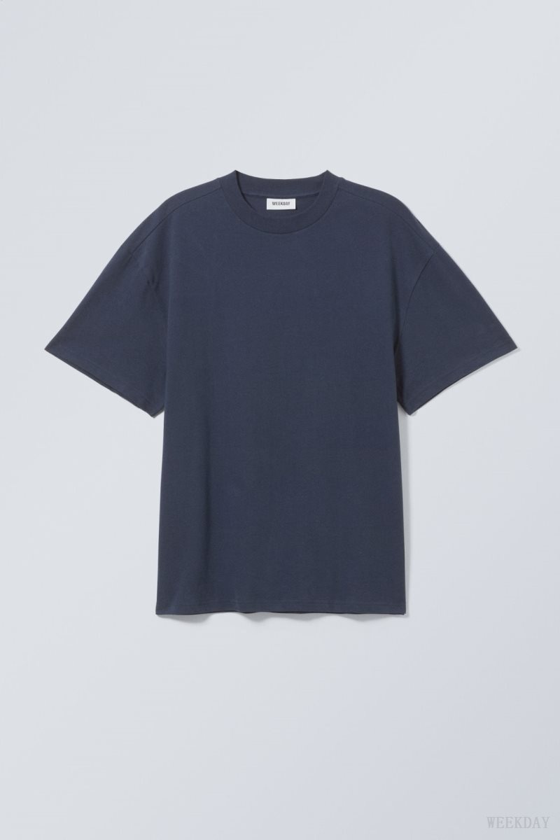 Dark Blue Weekday Great Heavyweight T-shirt | QFOI0319