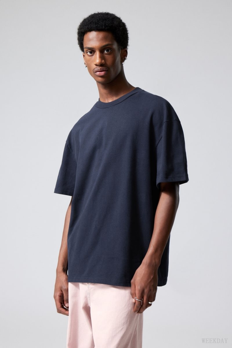 Dark Blue Weekday Great Heavyweight T-shirt | QFOI0319