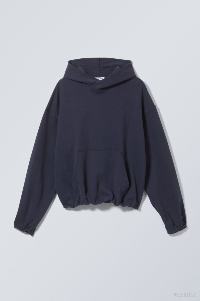 Dark Blue Weekday Nolan Boxy Hoodie | SIEU5416