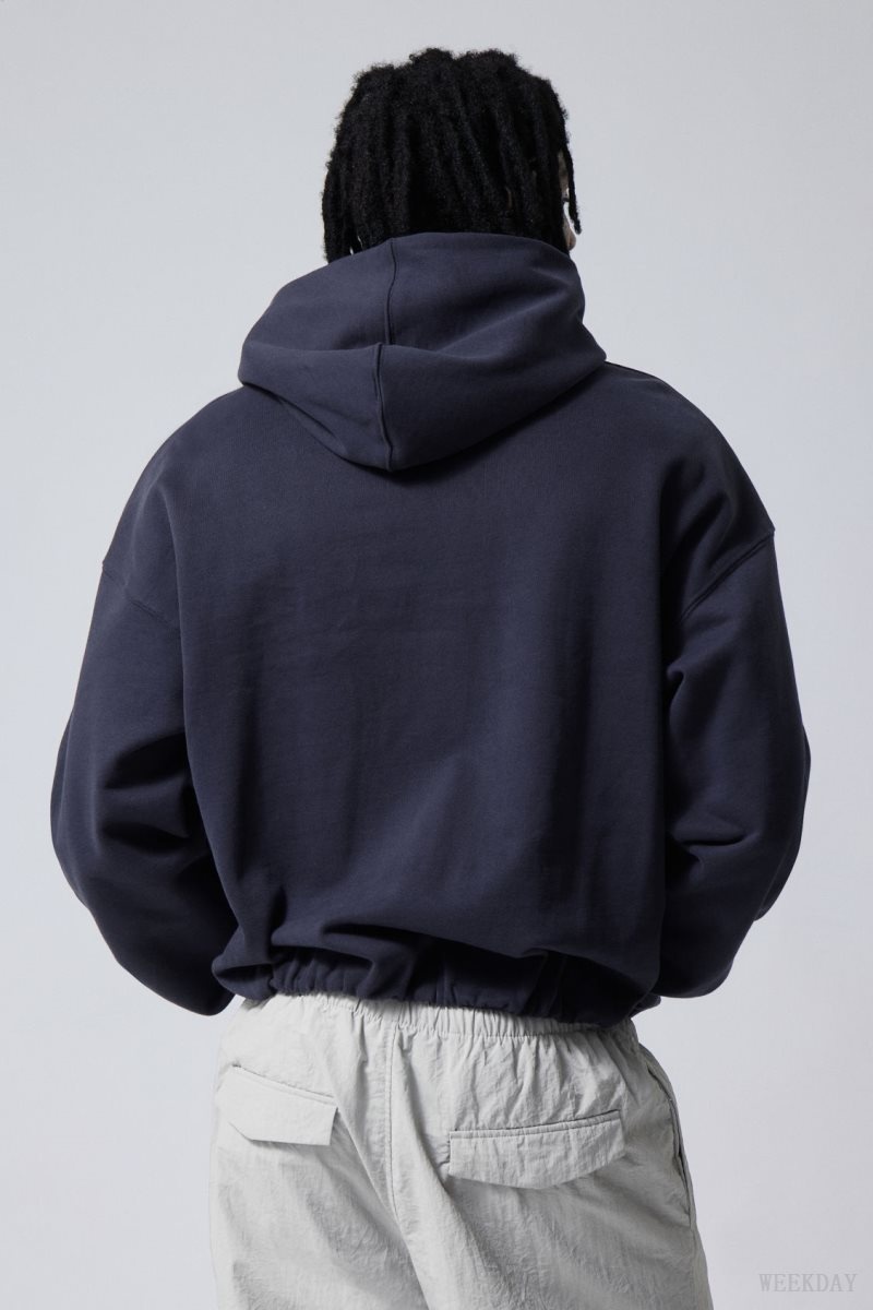 Dark Blue Weekday Nolan Boxy Hoodie | SIEU5416