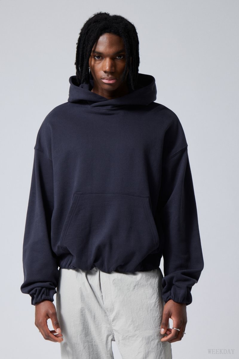 Dark Blue Weekday Nolan Boxy Hoodie | SIEU5416