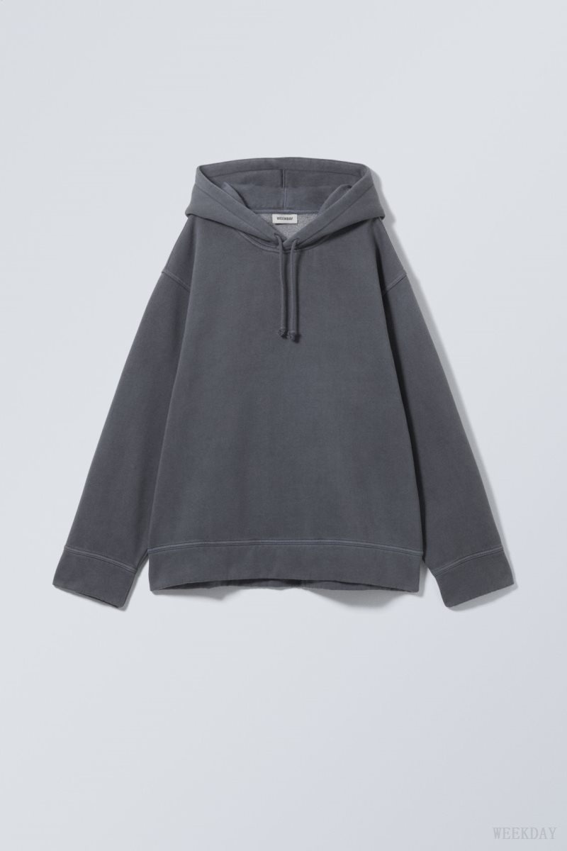 Dark Blue Weekday Oversized Heavyweight Hoodie | GDZD6493