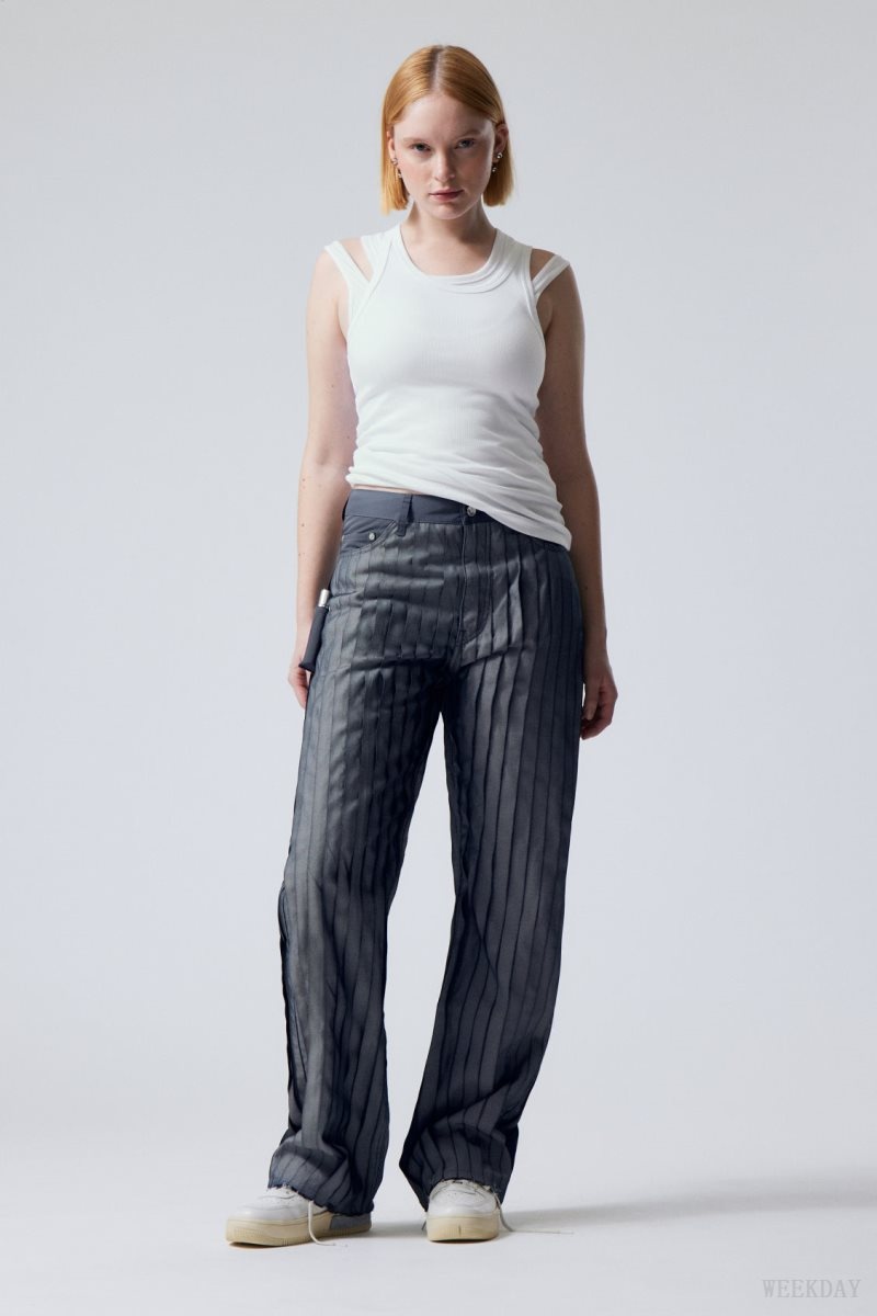 Dark Blue Weekday Unifrom™ + Weekday Limited Edition Stripe Jeans | QTNA3532