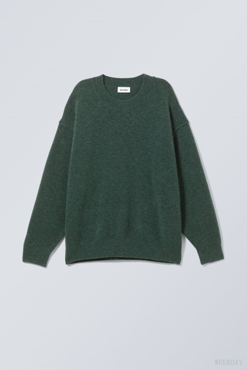 Dark Green Weekday Annie Knit Sweater | FPKR6628