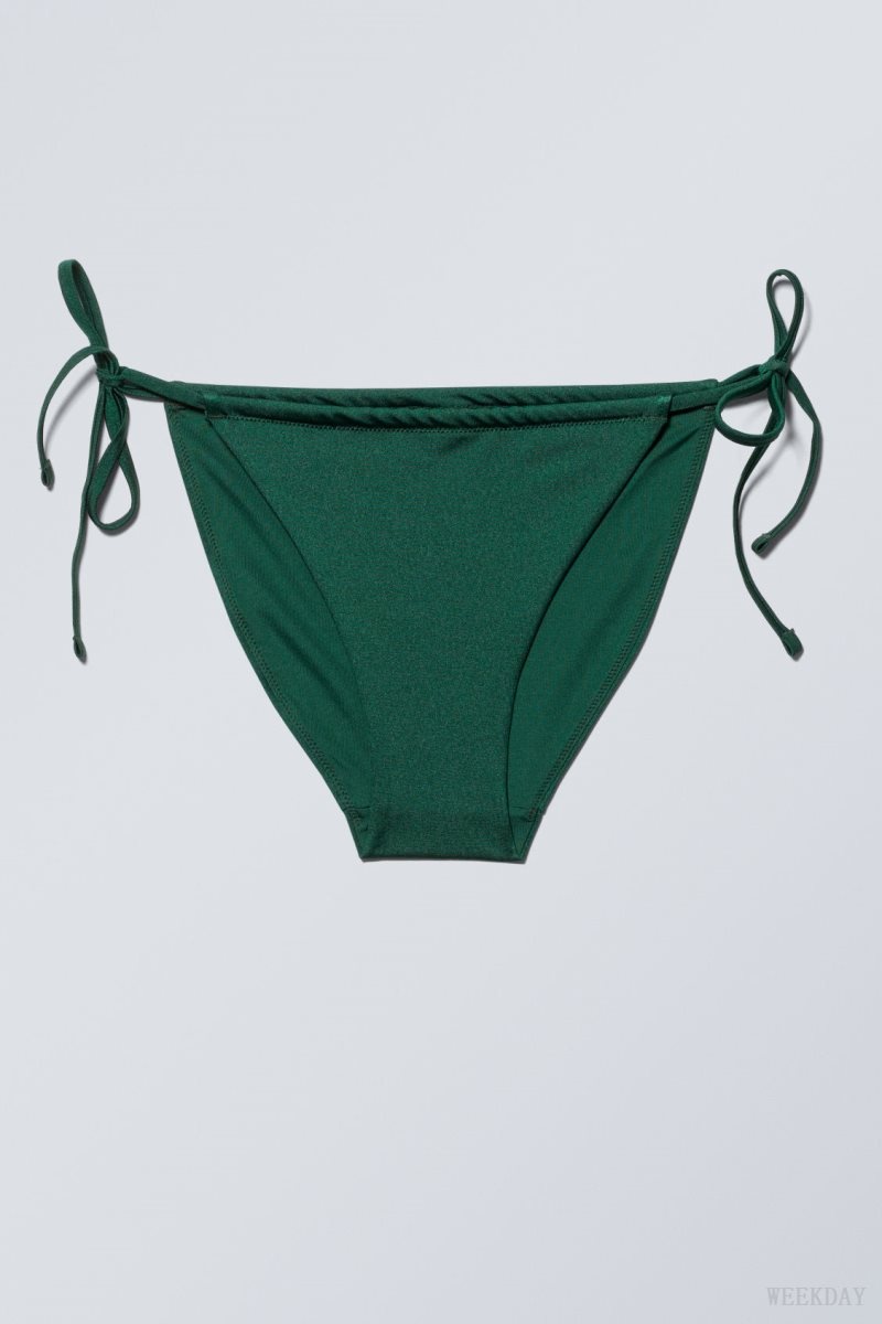 Dark Green Weekday Breeze String Bikini Bottoms | YZCM0155