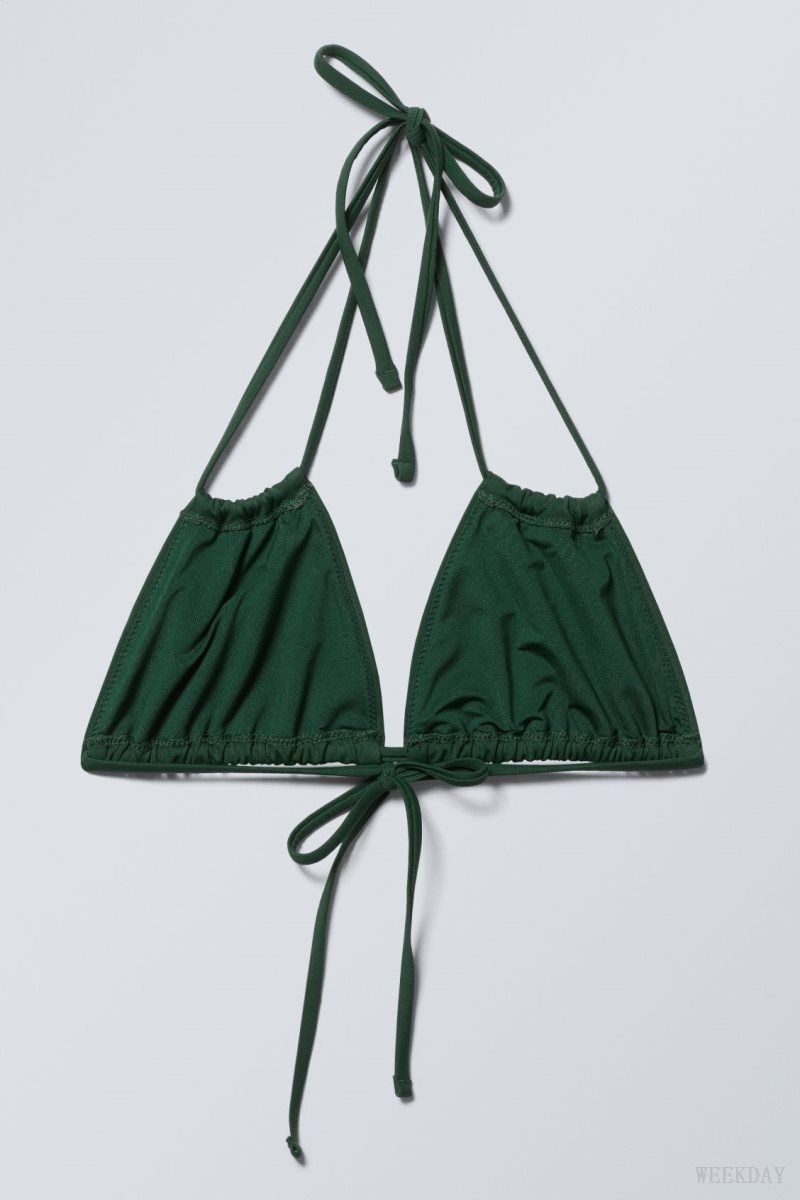 Dark Green Weekday Breeze Tie Bikini Top | ZBVA8350