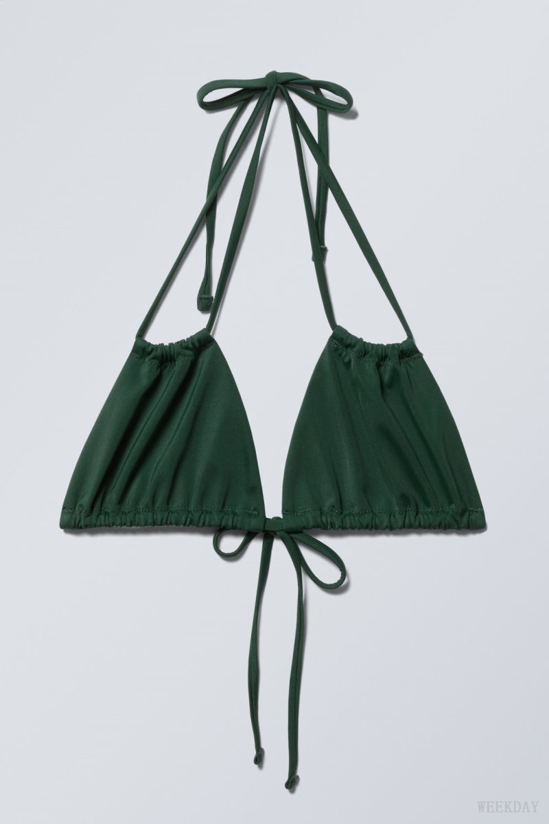 Dark Green Weekday Breeze Tie Bikini Top | ZBVA8350