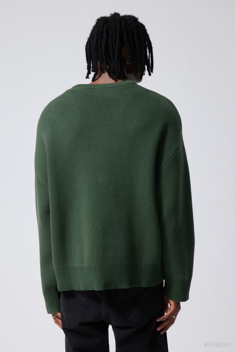 Dark Green Weekday Cypher Oversized Sweater | EQTP3173