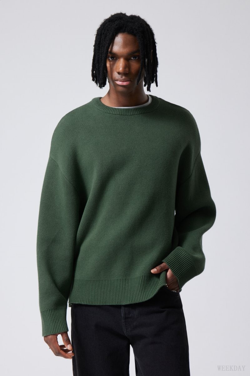 Dark Green Weekday Cypher Oversized Sweater | EQTP3173