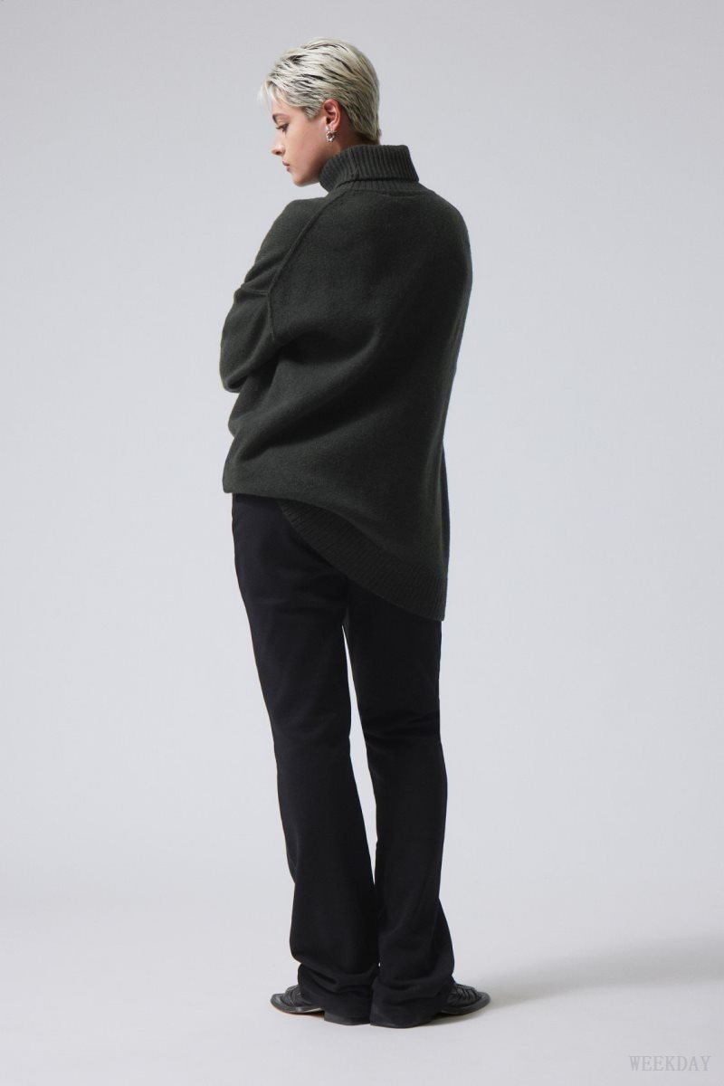 Dark Green Weekday Eloise Wool Turtleneck Sweater | KMHG2697