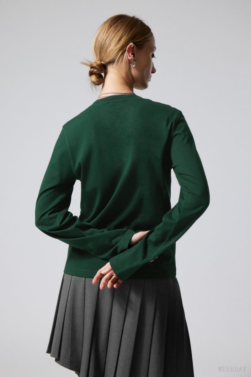 Dark Green Weekday Essence Standard Long Sleeve | IVVU3134