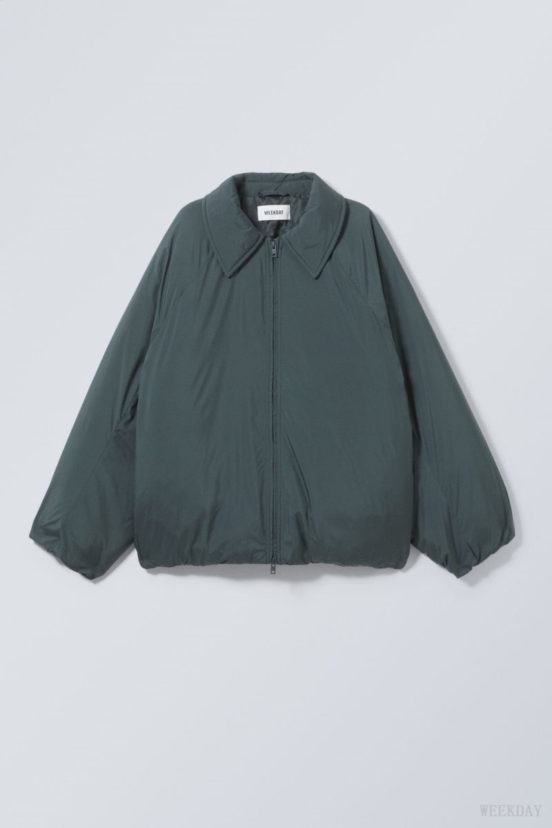 Dark Green Weekday Helena Padded Jacket | QESV1991