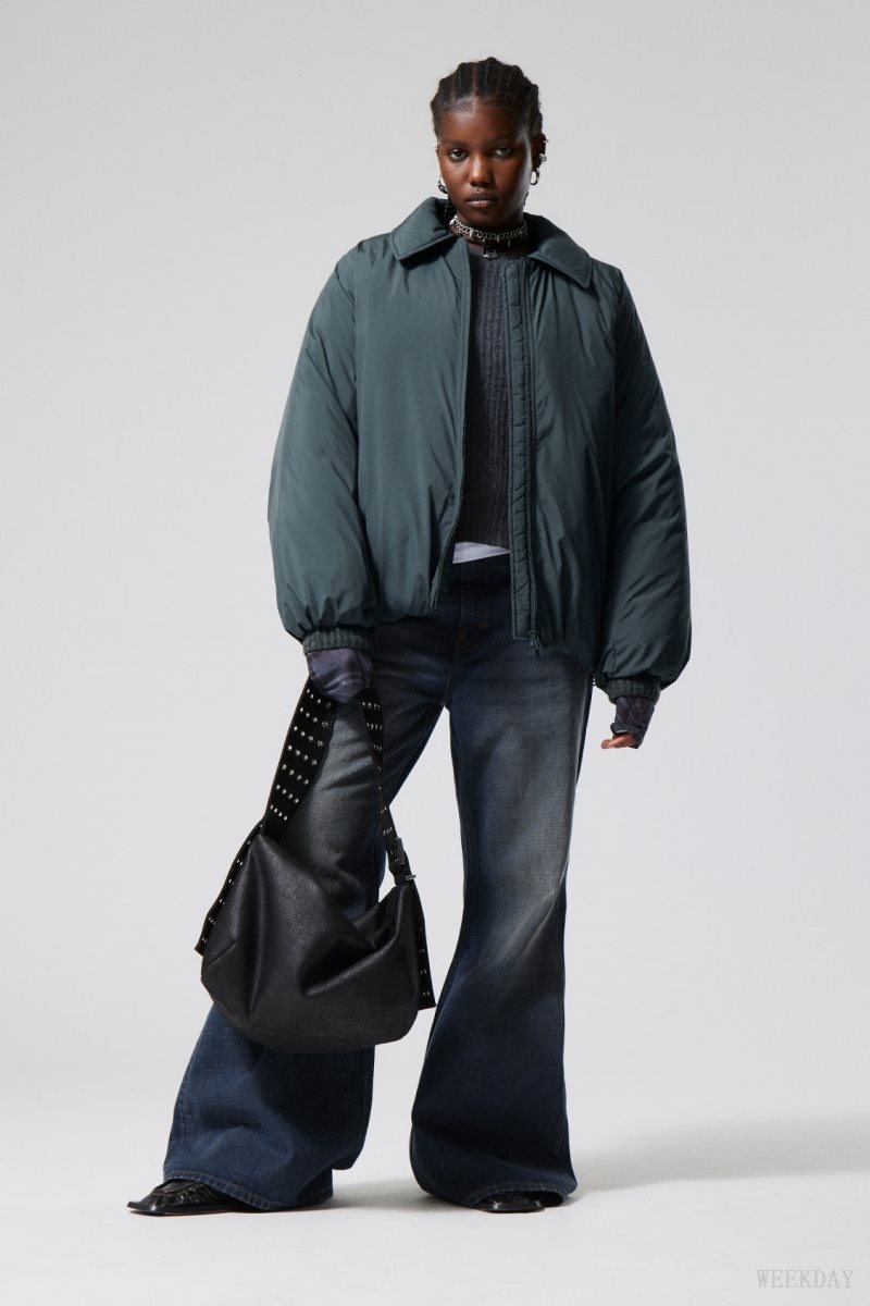 Dark Green Weekday Helena Padded Jacket | QESV1991