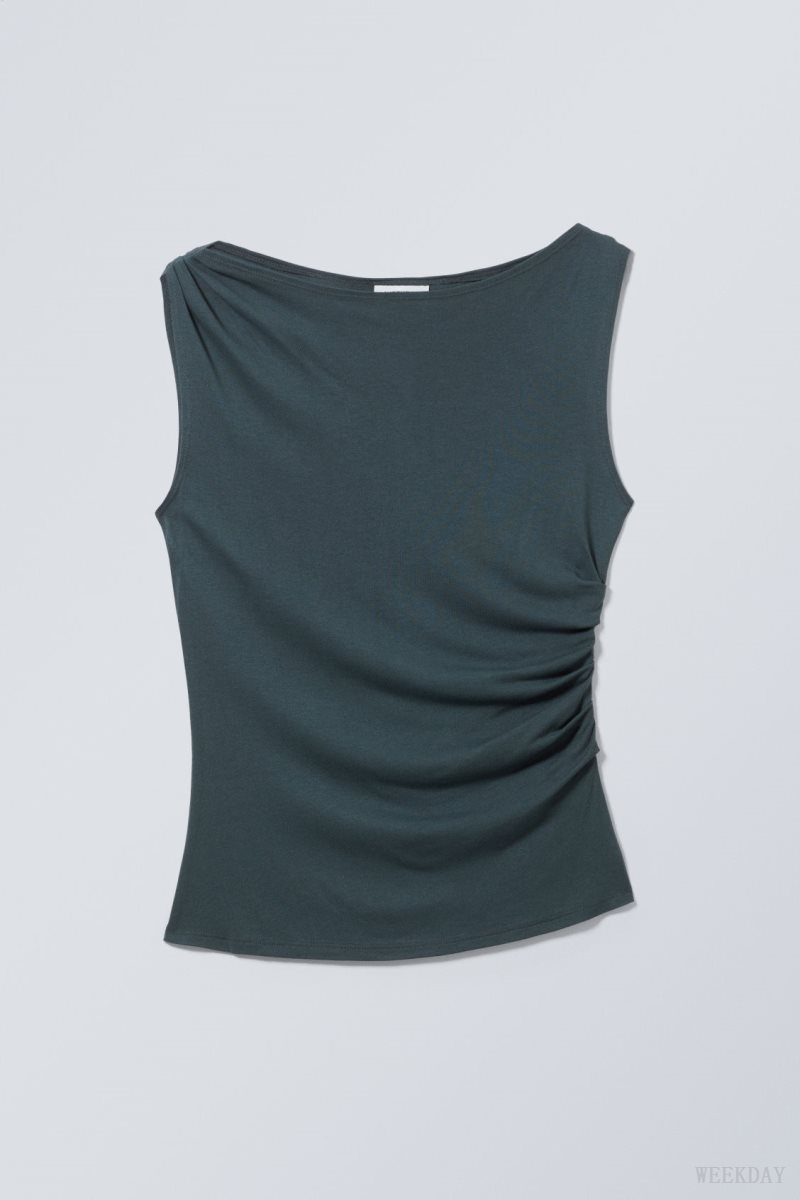 Dark Green Weekday Joan Drape Top | YVGY3555