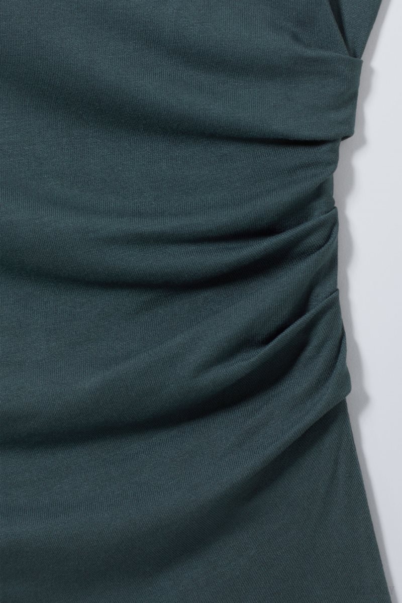 Dark Green Weekday Joan Drape Top | YVGY3555