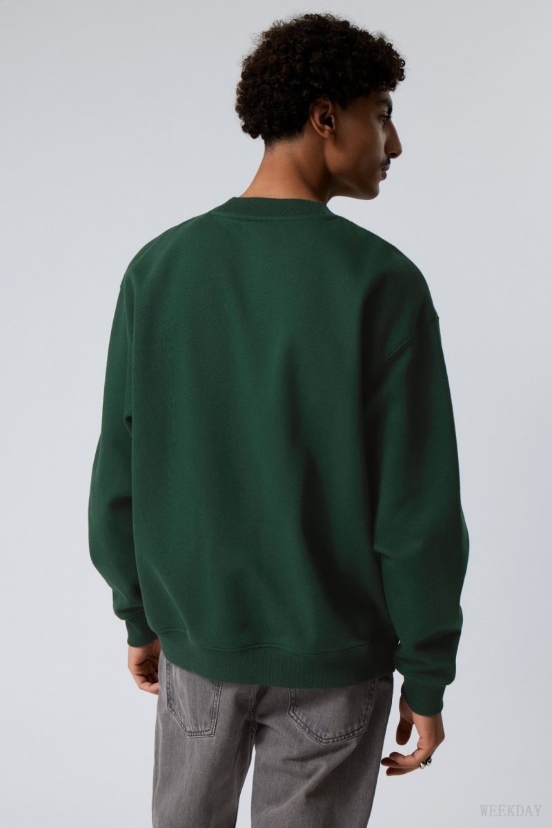 Dark Green Weekday Relaxed Heavyweight Sweatshirt | GKNV2958