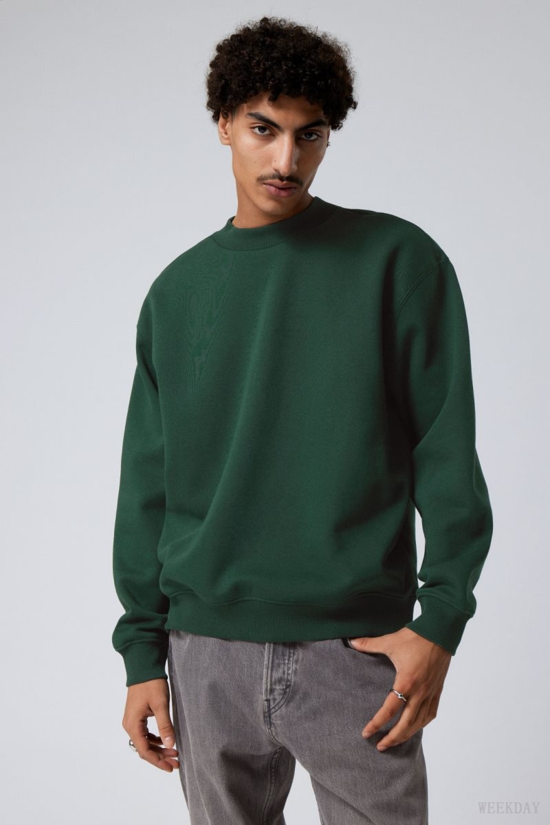 Dark Green Weekday Relaxed Heavyweight Sweatshirt | GKNV2958