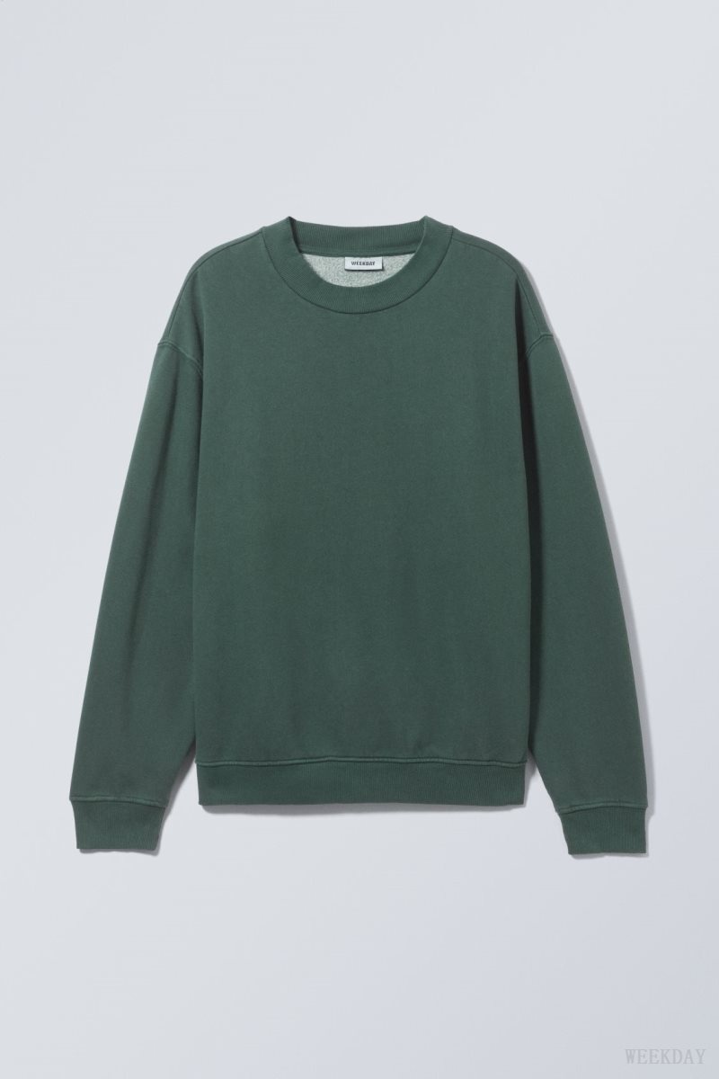 Dark Green Weekday Relaxed Heavyweight Sweatshirt | UOPS3092