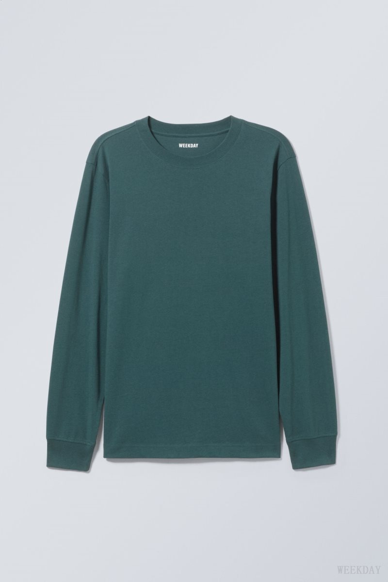 Dark Green Weekday Relaxed Midweight Long Sleeve | RLWN0922