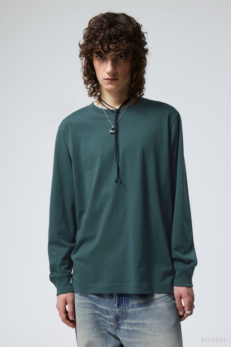 Dark Green Weekday Relaxed Midweight Long Sleeve | RLWN0922