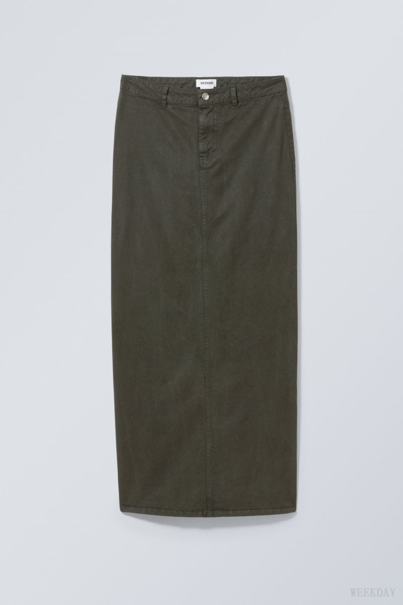 Dark Green Weekday Rose Long Skirt | YNPN8825