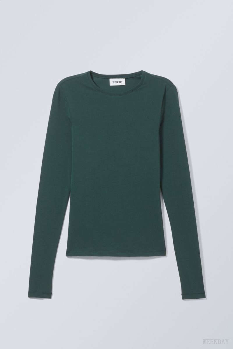 Dark Green Weekday Slim Fitted Long Sleeve | DBJQ8367