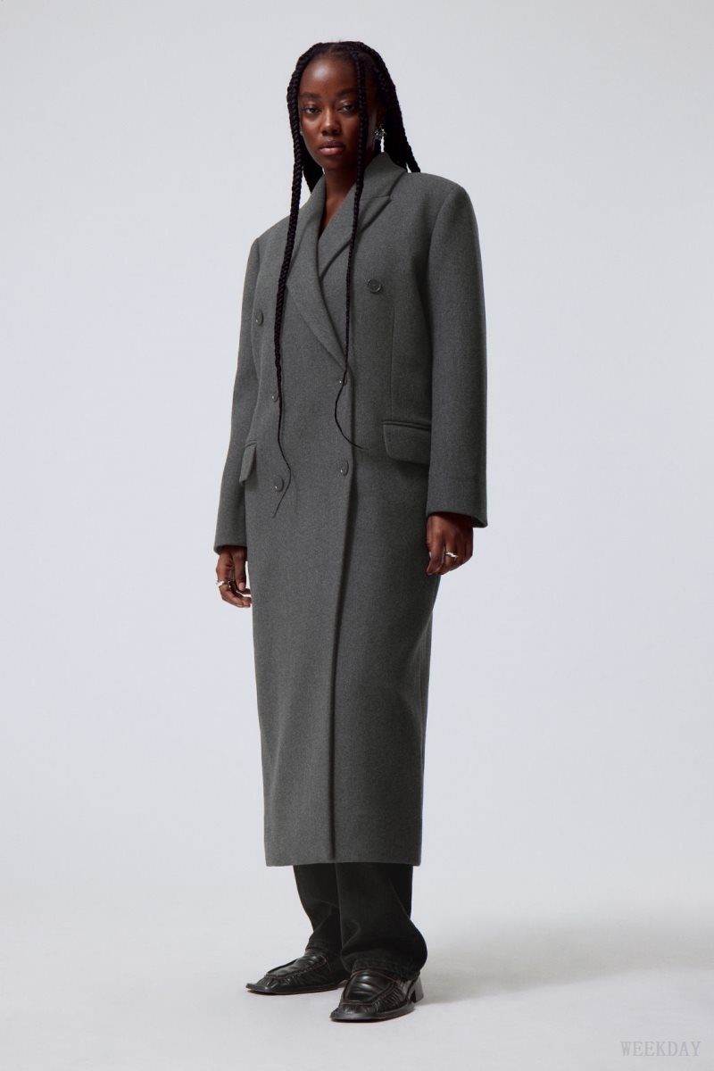 Dark Grey Weekday Alex Oversized Wool Blend Coat | MPHN6269