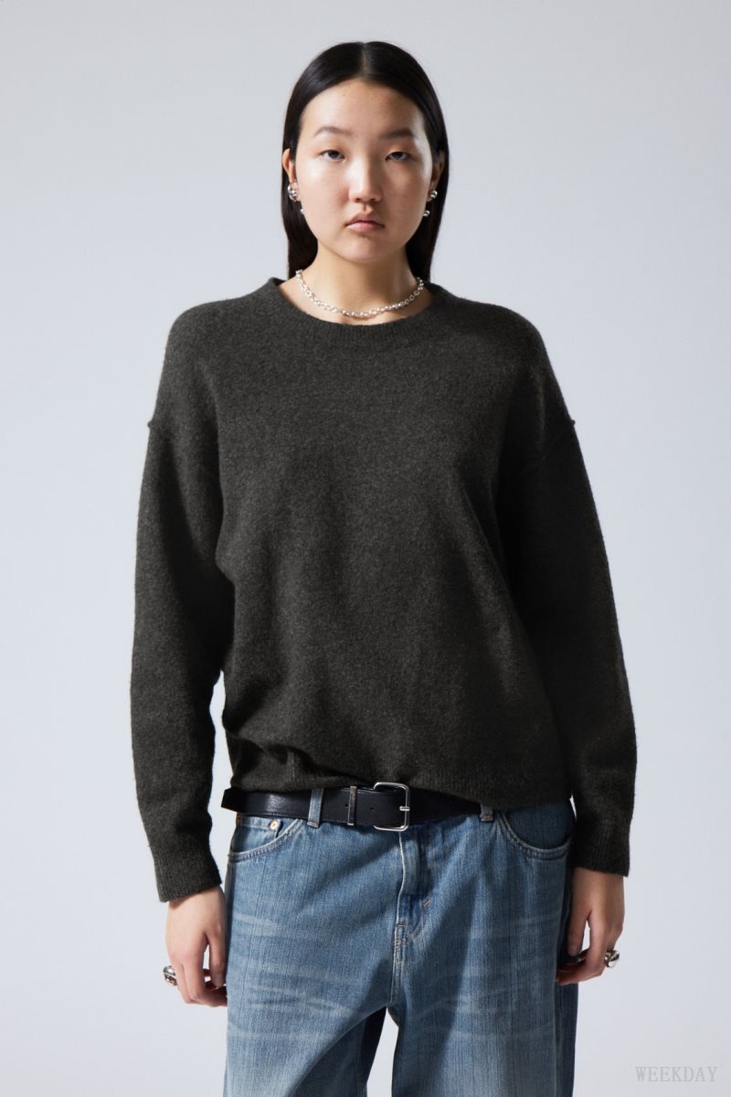 Dark Grey Weekday Annie Knit Sweater | LOLK2915