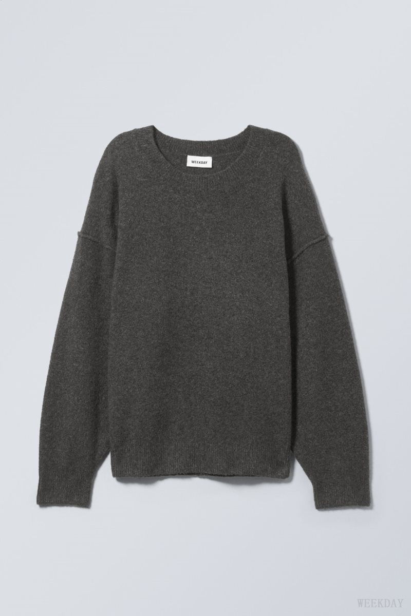 Dark Grey Weekday Annie Knit Sweater | LOLK2915