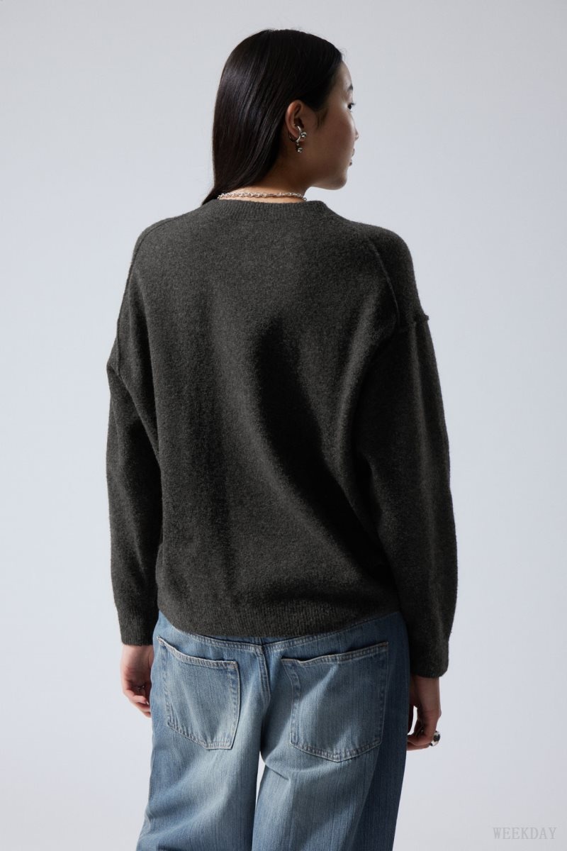 Dark Grey Weekday Annie Knit Sweater | LOLK2915