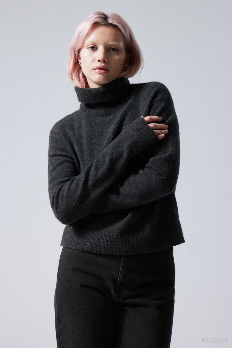 Dark Grey Weekday Ayla Knitted Turtleneck | OMTD7080