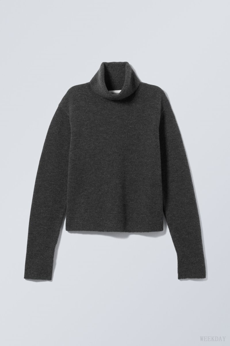 Dark Grey Weekday Ayla Knitted Turtleneck | OMTD7080