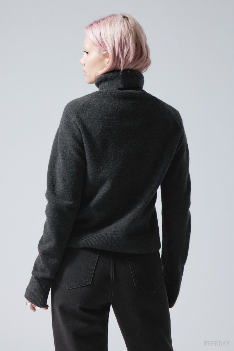 Dark Grey Weekday Ayla Knitted Turtleneck | OMTD7080