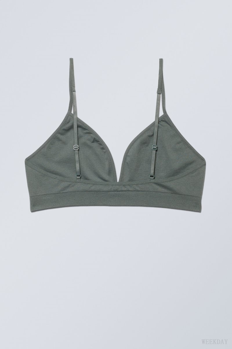 Dark Grey Weekday Cat Soft Triangle Bra Bra | GOYM8332