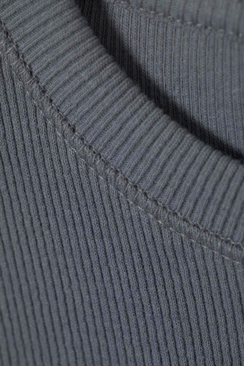 Dark Grey Weekday Close Fitted Rib T-Shirt | TFTN9756