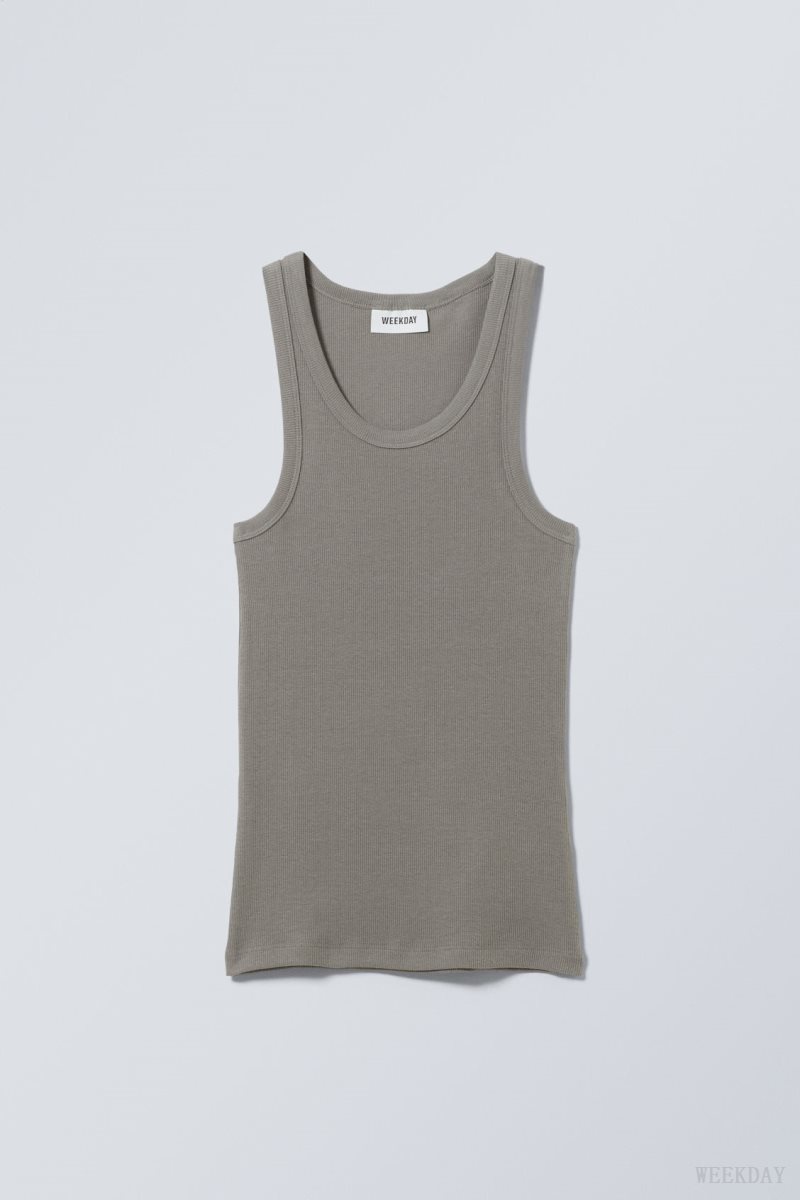 Dark Grey Weekday Close Fitted Tank Top | JNNN1520