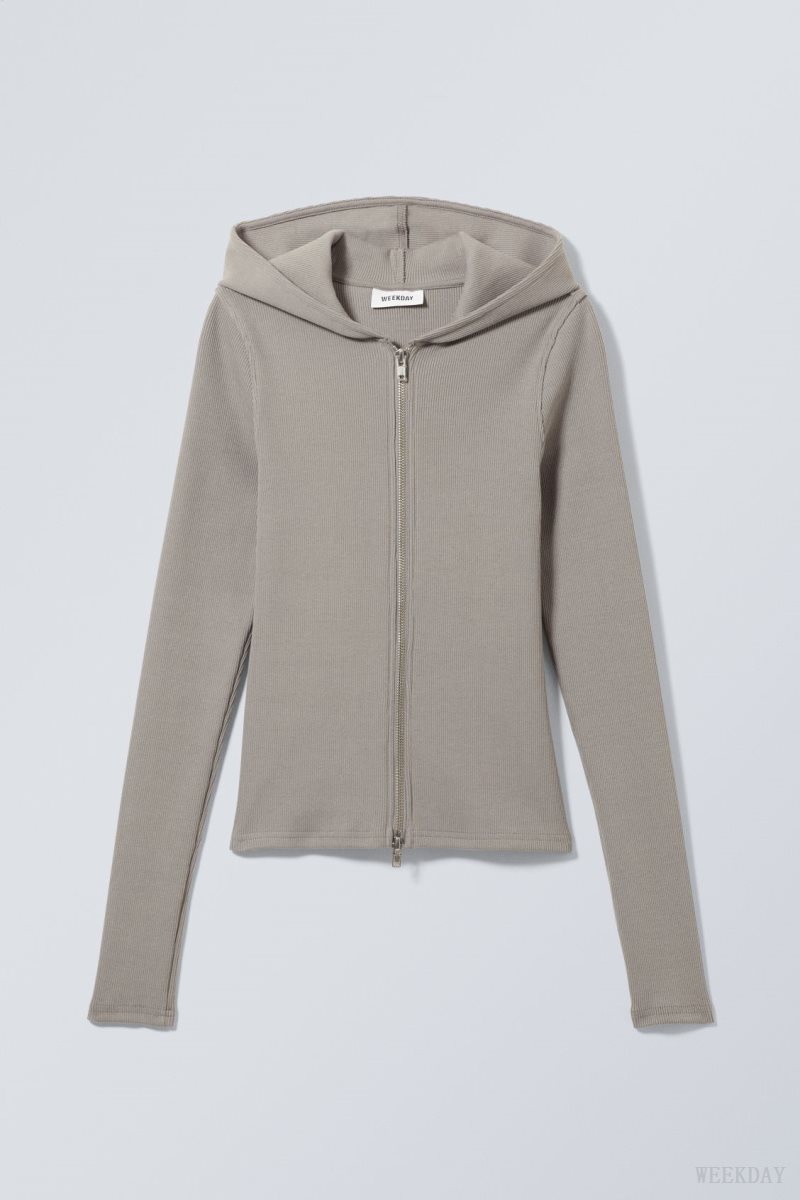 Dark Grey Weekday Cut Tight Zip Hoodie | WLQT1228