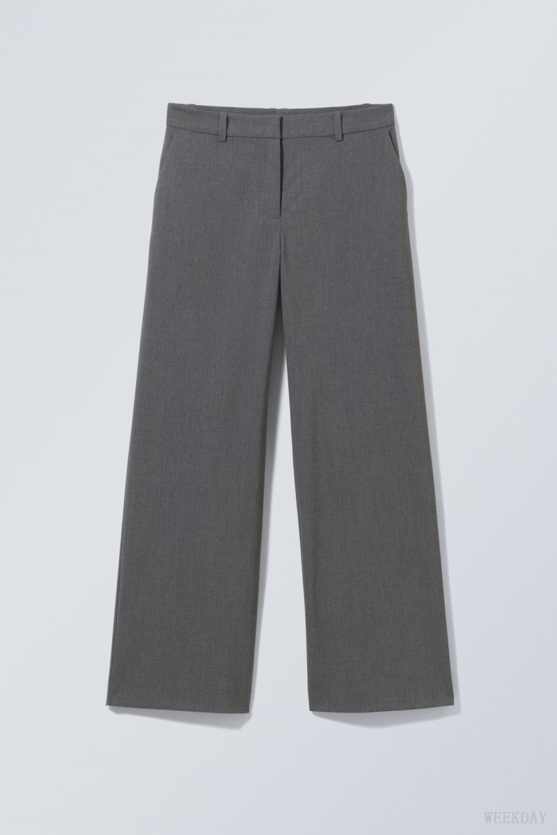 Dark Grey Weekday Emily Low Waist Suiting Trousers | HZBB7183