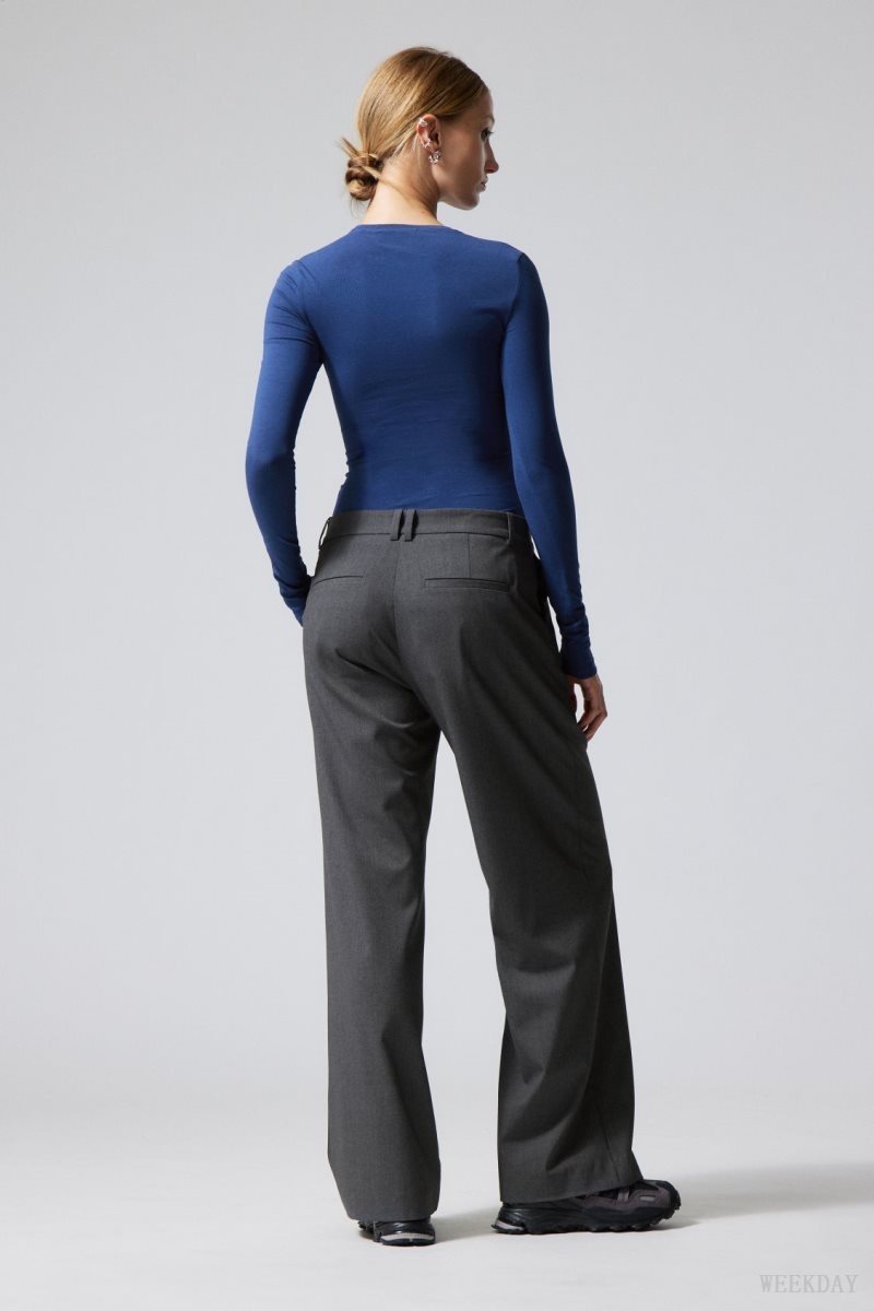 Dark Grey Weekday Emily Low Waist Suiting Trousers | HZBB7183