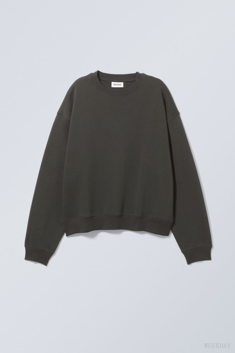 Dark Grey Weekday Essence Standard Sweatshirt | MMGY4782