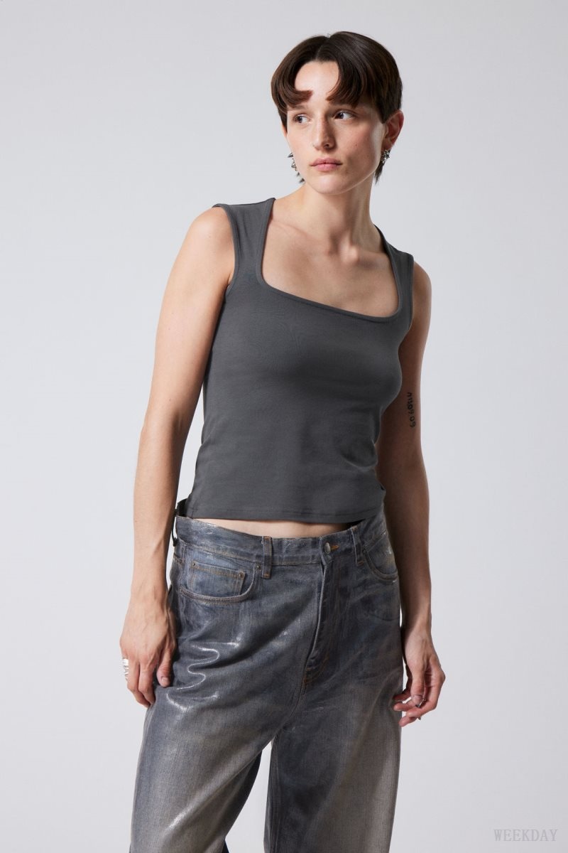 Dark Grey Weekday Esti Tank Top | TSWK7479