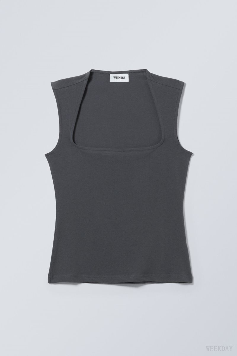 Dark Grey Weekday Esti Tank Top | TSWK7479