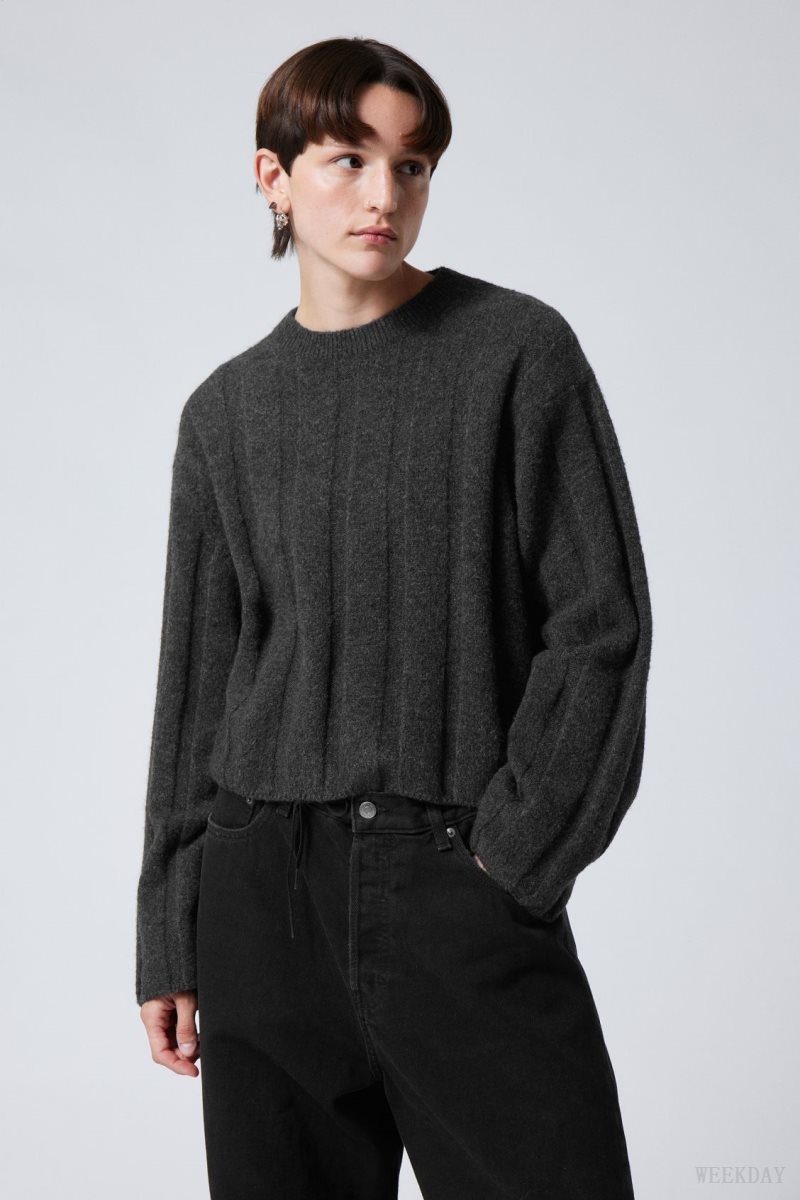 Dark Grey Weekday Fiona Rib Sweater | BDOA4841