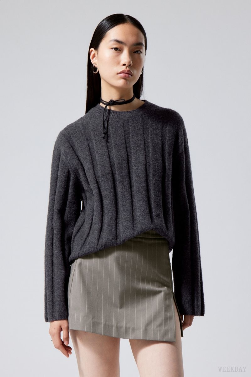 Dark Grey Weekday Fiona Rib Sweater | LURV3203